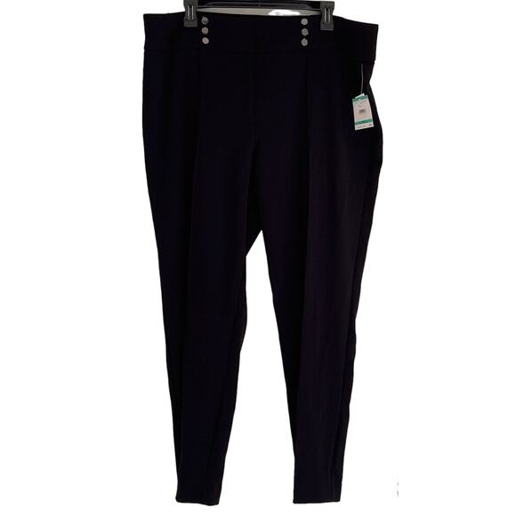 Kasper Black Dress Pants Womens Button Detail Stretch Seam Ankle Crop PLUS 16&18 - Picture 5 of 12
